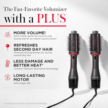 REVLON One Step Volumizer PLUS Hair Dryer and Styler | More Volume, Less Damage, and More Styling Control for Easy and Fast Salon-Style Blowouts, Plus Travel Friendly (Black)