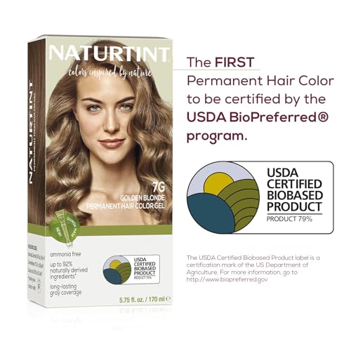 Naturtint 7G Golden Blonde Permanent Hair Color (Pack of 6), Ammonia Free, Vegan, Cruelty Free, up to 100% Gray Coverage, Long Lasting Results (Packaging may vary)