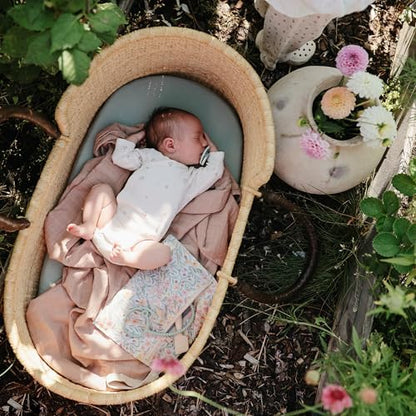 mushie Water Resistant Wet Bags | Large & Small Reusable Storage Bag for Baby Items and Travel | Zippered Pockets with Handle | Machine Washable, Set of 2 (Pastel Blooms)