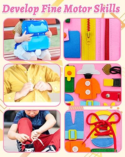 Exorany Busy Board Montessori Toys for Toddler Girls & Boys Birthday Gifts, Sensory Toys for Toddlers, Educational Travel Toy, Preschool Activities for Learning Fine Motor Skills