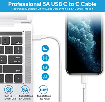 Mac Book Pro Charger - 118W USB C Fast Charger Power Adapter Compatible with MacBook Pro/MacBook Air 16 15 14 13 Inch, M1 M2 M3 M4, New iPad Pro and All USB C Device, Charge Cable 6.6ft