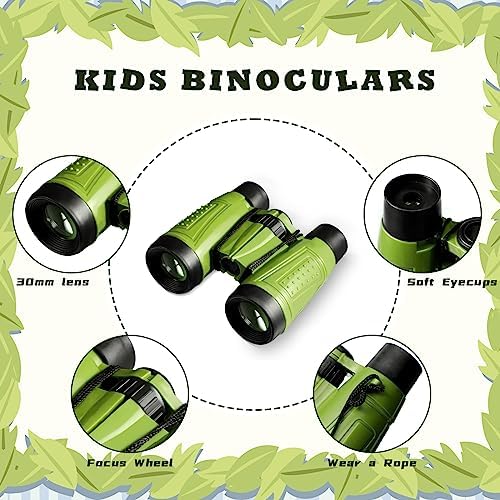 Libima 24 Pcs Binoculars for Kids Educational Compact Kids Binoculars with Neck String Toddler Telescope for Boys Girls Learning Bird Watching Camping Hiking Travel Safaris Birthday Gifts(Green)