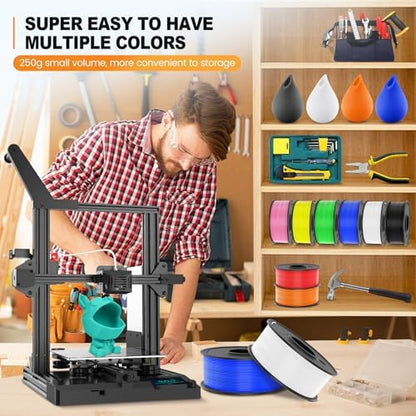 SUNLU 3D Printer Filament Bundle Multicolor PETG Filament 1.75mm, Individually Vacuum-Sealed, 2kg in Total, 0.25kg per Spool, 8 Pack, 8 Colors, Black+White+Red+Yellow+Pink+Blue+Orange+Green