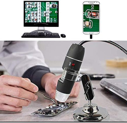 USB Digital Microscope 40X to 1000X, 8 LED Magnification Endoscope Camera with Carrying Case & Metal Stand, Compatible for Android Windows 7 8 10 11 Linux Mac
