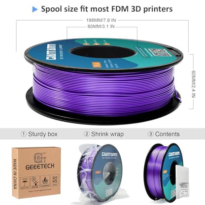 GIANTARM 3D Printer Filament, Purple Pla Filament, 1Kg(2.2lbs) Spool, 1.75mm Dimension Accuracy +/- 0.03mm, 3D Printing Filament