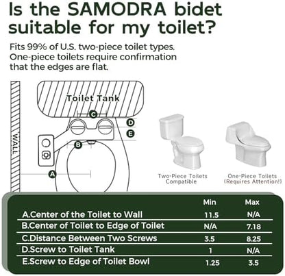 SAMODRA Bidet Attachment, Non-Electric Cold Water Bidet Toilet Seat Attachment with Pressure Controls, Retractable Self-Cleaning Dual Nozzles for Frontal & Rear Wash - Black