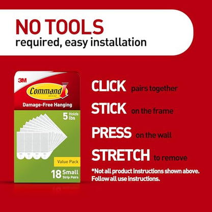 Command 4 lb Small Picture Hanging Strips 36 Pairs (72 Strips), Damage-Free Hanging Picture Hangers, No Tools Wall Hanging Strips for Home Decor, White Adhesive Strips