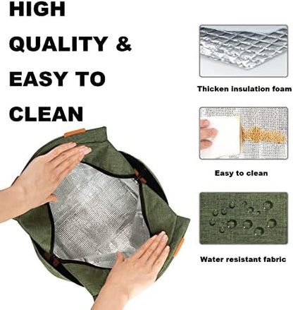 Joymee Lunch Bag Women Insulated Lunch Box Reusable Leakproof Large Spacious Cooler Tote for Womens Mens Adults with Bottle Holder and Side Pockets for Work Office Travel Picnic - Green