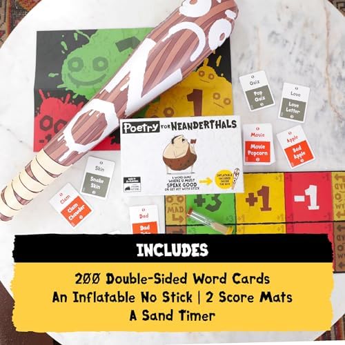 Exploding Kittens Poetry for Neanderthals 2+ Players - Ages 7+ - 15 Minutes to Play - Competitive Word Guessing Game - Party Game, Family Game Night, Kid and Adult Card Game