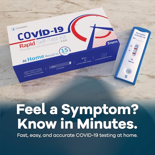 Genabio COVID Home Test (1 Pack - 5 Tests) – FDA EUA Authorized, 15-Minute at-Home Results, OTC at Home Covid Test Kit, Nasal Swab, Easy to Use & No Discomfort, Ages 2+
