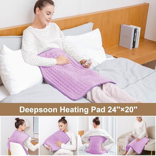 Heating Pad-Electric Heating Pads for Back,Neck,Abdomen,Moist Heated Pad for Shoulder,Pain Relieve,Dry&Moist Heat & Auto Shut Off(Lavender, 20''×24'')