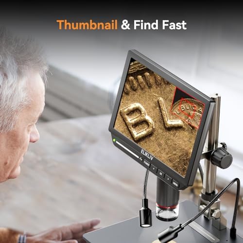 4K Digital Microscope, Elikliv EM4K 8" Coin Microscopes 2000x, 52MP HDMI Microscopes, Soldering Microscope for Adults, Micro scopes for Electronics Repair, 3840P UHD Video Micro socpe, 10" Stand, 64G