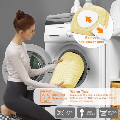 Heating Pad-Electric Heating Pads for Back,Neck,Abdomen,Moist Heated Pad for Shoulder,Knee,Hot Pad for Arms and Legs,Dry&Moist Heat & Auto Shut Off(BabyYellow, 12''×24'')