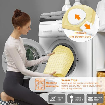 Heating Pad-Electric Heating Pads for Back,Neck,Abdomen,Moist Heated Pad for Shoulder,Knee,Hot Pad for Arms and Legs,Dry&Moist Heat & Auto Shut Off(BabyYellow, 12''×24'')