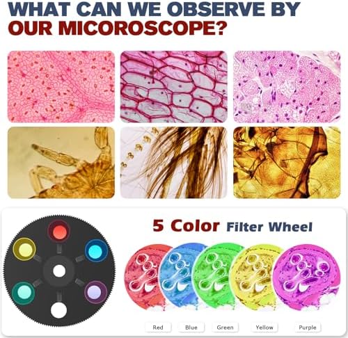 Microscope for Adults Kids Students, 40X-2000X Microscope for Beginners, Biological Microscope Kit with Phone Holder, 10pcs Specimen Slides, 20 Pcs Slides & 100pcs Coverslips, Storage Bag