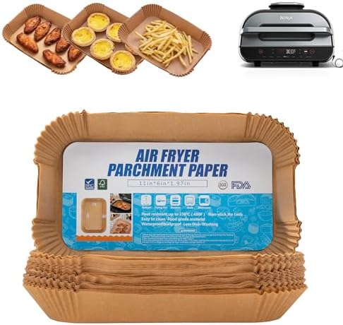 Air Fryer Liners For Ninja Foodi XL Smart FG551 6-in-1 Indoor Grill,100PCS Rectangular Air Fryer Disposable Paper Liner, Parchment Paper Liners for Ninja Smart Xl Air Fryer