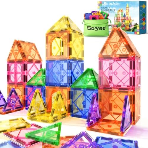 Magnetic Tiles Toddler Toys Magnetic Building Blocks for Kids Ages 3-12 STEM Educational Toys for Girls & Boys Sensory Play for Preschool Learning Classroom Must Have Decor