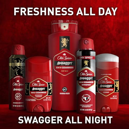 Old Spice Refreshing Body Wash for Men, 3X Defense, 24/7 Shower Fresh with Long Lasting Scent, Red Collection, Swagger with Cedarwood Scent, 16 oz (Pack of 4)