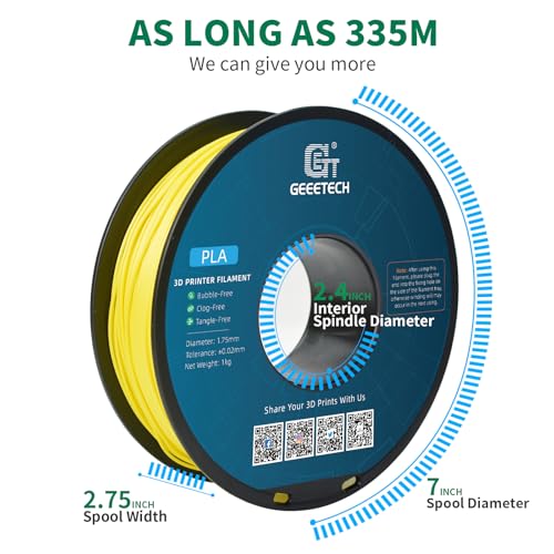 Geeetech Yellow PLA Filament 1.75mm, 3D Printer Filament Dimensional Accuracy +/- 0.03mm, Upgrade Tidy Winding Tangle-Free, 1kg Spool(2.2lbs) Fit Most FDM 3D Printers