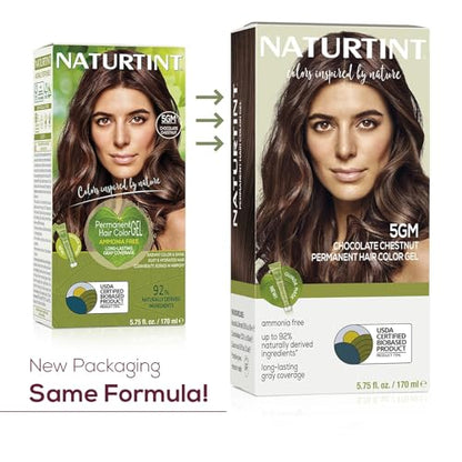 Naturtint 5GM Chocolate Chestnut Permanent Hair Color (Pack of 6), Ammonia Free, Vegan, Cruelty Free, up to 100% Gray Coverage, Long Lasting Results (Packaging may vary)