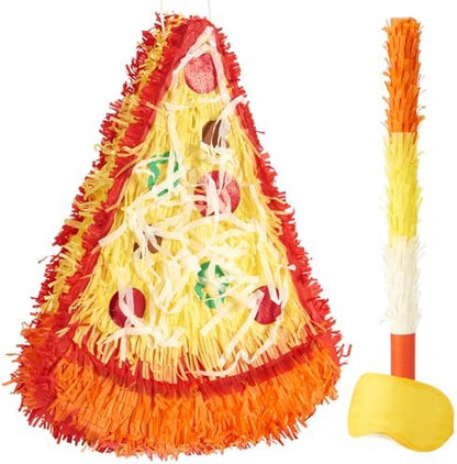 Wernnsai Pizza Piñata - Pizza Decorations For Kids Food Themed Birthday Party Piñata With Blindfold And Bat For Summer Mexican Party Supplies