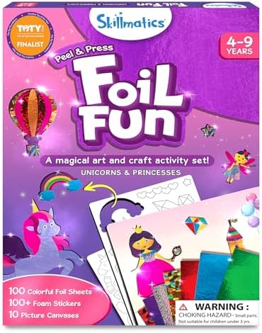 Skillmatics Foil Fun - Unicorns & Princesses, No Mess Art for Kids, Craft Kits & Supplies, DIY Creative Activity, Travel Toys, Gifts for Ages 4, 5, 6, 7, 8, 9