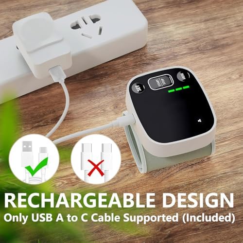 Oklar Blood Pressure Monitors for Home Use Rechargeable Wrist Digital BP Machine Cuff with LED Backlit Display, Voice Broadcast, 240 Memory Storage for 2 Users with Carrying Case
