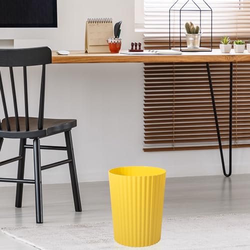 JiatuA Small Trash Can Plastic Wastebasket Round Garbage Container Bin for Bathroom, Kitchen, Bedroom, Home Office, College Dorm, Yellow