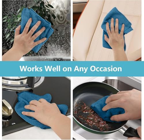 HOMEXCEL Navy Blue Microfiber Cleaning Cloth, 50 Pack Cleaning Towels for Kitchen, Lint Scratch Free, Highly Absorbent, and Reusable Cleaning Rags for House, Window and Glass, Cars, 11.5 X11.5 inch