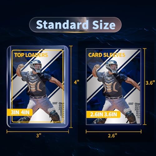 1000 Card Sleeves Top Loaders for Cards, Toploaders Premium Baseball Card Sleeve Hard Plastic, 3" x 4" Trading Cards Holder, Sports Protectors(500 Toploaders + 500 Penny Sleeves)
