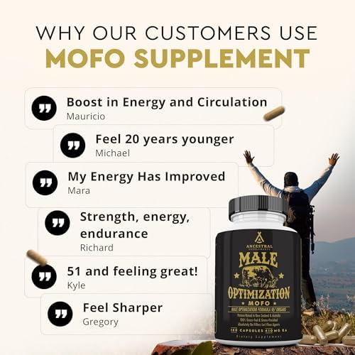 Ancestral Supplements Mofo, Supplements for Men, Support for Energy Levels and Overall Men's Health and Wellness, Non-GMO Grass Fed Beef Organ Supplement with Liver, No Fillers, 180 Capsules