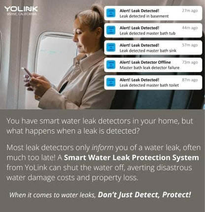 YoLink Smart Home Starter Kit: Hub & Water Leak Sensor 4-Pack, SMS/Text, Email & Push Notifications, LoRa Up to 1/4 Mile Open-Air Range, w/Alexa, IFTTT, Home Assistant