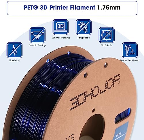PETG Filament 1.75mm, PETG 3D Printing Filament, 2.2 LBS (1KG) Cardboard Spool, Fit Most FDM 3D Printer,Blue…