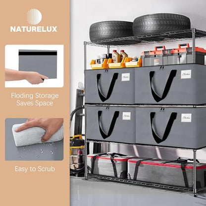 Heavy Duty Moving Bags - Extra Large Packing Bags and Storage Totes, Collapsible and Foldable Option for Moving and Storage, Grey, 93 L - 6 Pack