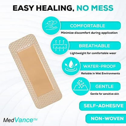 MedVanceTM Silicone - Bordered Silicone Adhesive Foam Dressing, 2"x5" (1.2"x3.4" pad) Box of 10 dressings