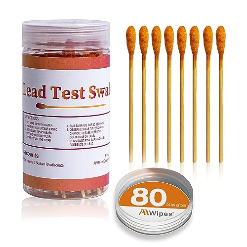 AAwipes Lead Test Swab Kit (80 Pcs Rapid Home Testing Swabs, 30-Second Results Dip in Water). Home Use, Painted, Dishes, Toys, Jewelry, Metal, Ceramics, Wood (LS80)