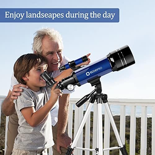 Telescope for Kids & Adults Beginners, 70mm Astronomy Refractor Telescope with Adjustable Tripod, Portable Telescope for Moon & Planet Viewing, Includes 2 Eyepieces & Finder Scope