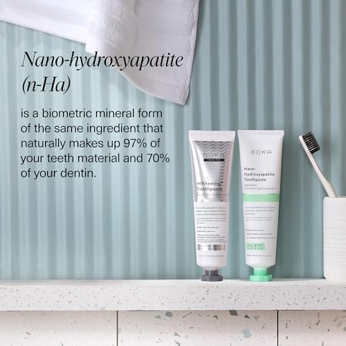 Boka Fluoride Free Toothpaste, Nano Hydroxyapatite Toothpaste, Appropriate for Sensitive Teeth, for Adult, Kids Oral Care - Whitening* Refresh Mint, 4 Fl Oz 3Pk US Manufactured
