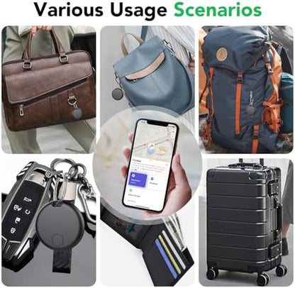 Air Tracker Tags-4 Pack: Smart Bluetooth Tracker, Item Finder Works with Apple Find My (iOS Only) App, Trakcer Tag Locator for Keys, Luggage, Satchel, Backpack etc. (Not for Android Devices)