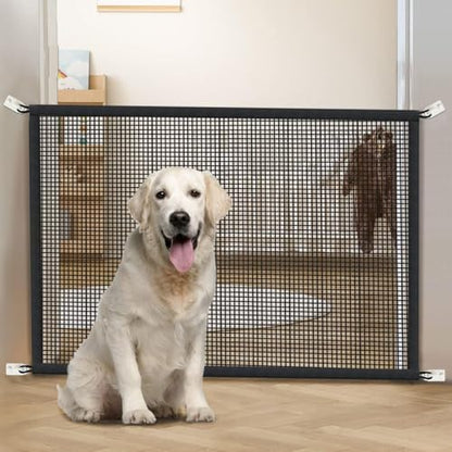Dog Gate for Stairs Pet Gates for The House: Dogs Screen Mesh Gate for Doorways Stairways Indoor 29 inch Tall, 50 inch Wide Fits 44-47 inch Openings