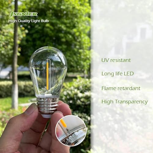 Jslinter 24-Pack LED 1W String Light Bulbs, S14 Plastic Shatterproof Edison Vintage Style Replacement 1 Watt Outdoor 2200K, Waterproof, Warm White Equivalent to 11w, e26 Base