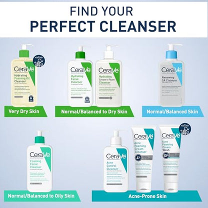 CeraVe Foaming Facial Cleanser, Daily Face Wash for Oily Skin, Hyaluronic Acid + Ceramides + Niacinamide, Fragrance Free & Paraben Free, Non-Drying Oil Control Face Wash, 19 Fluid Ounce