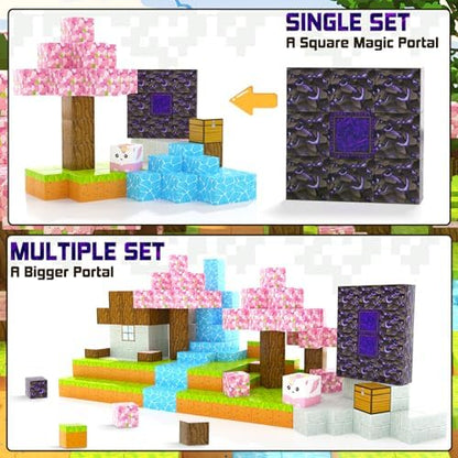 Magnetic Blocks - Build Mine Magnet World Cherry Blossom Set, Magnetic Tiles Building STEM Toys for Boys & Girl Kids Toddler Toys for 3+ Years Old