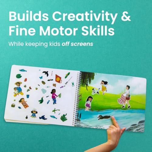 Sticker Book for Kids 2-4, 500+ Kids Stickers, Let's Play Outside by Cupkin 12 Coloring Pages 12 Side by Side Scenes, Fun Toddler Travel Activity Coloring and Sticker Books for Ages 4-8 + 8-10