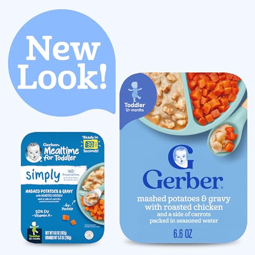 Gerber Mealtime for Toddler Mashed Potatoes & Gravy with Roasted Chicken & Carrots, 6.6 Ounce (Pack of 8)