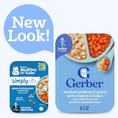 Gerber Mealtime for Toddler Mashed Potatoes & Gravy with Roasted Chicken & Carrots, 6.6 Ounce (Pack of 8)