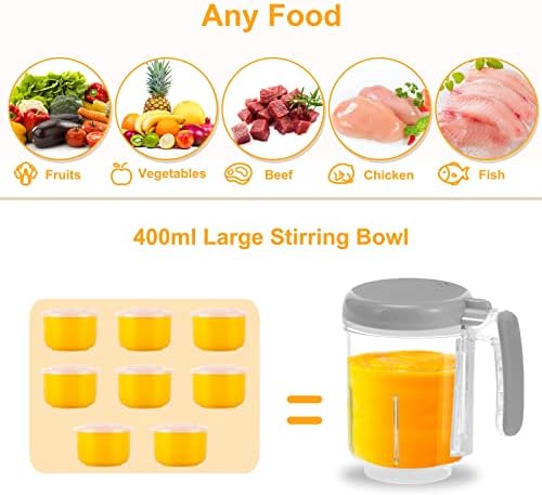 BEAR 2024 Baby Food Maker | One Step Baby Food Processor Steamer Puree Blender | Auto Cooking & Grinding | Baby Food Puree Maker with Self Cleans | Touch Screen Control, White