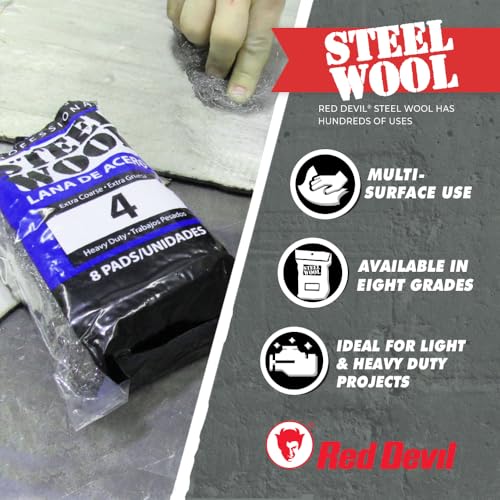 Red Devil 0324 Steel Wool, 1 Medium, (Pack of 48)