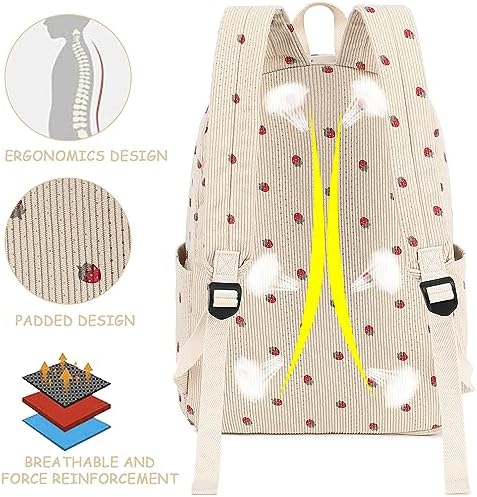 School Backpack for Teen Girls Bookbags Elementary High School Corduroy Laptop Bags Women Travel Daypacks