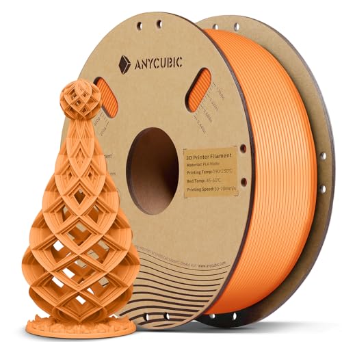 ANYCUBIC Matte PLA Filament 1.75mm, 3D Printing PLA Filament 1.75mm Dimensional Accuracy +/- 0.02mm, 1KG Spool (2.2 lbs), Matte Orange